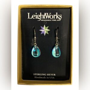 LeightWorks Sterling Silver Iridescent Teardrop Earrings Handmade USA